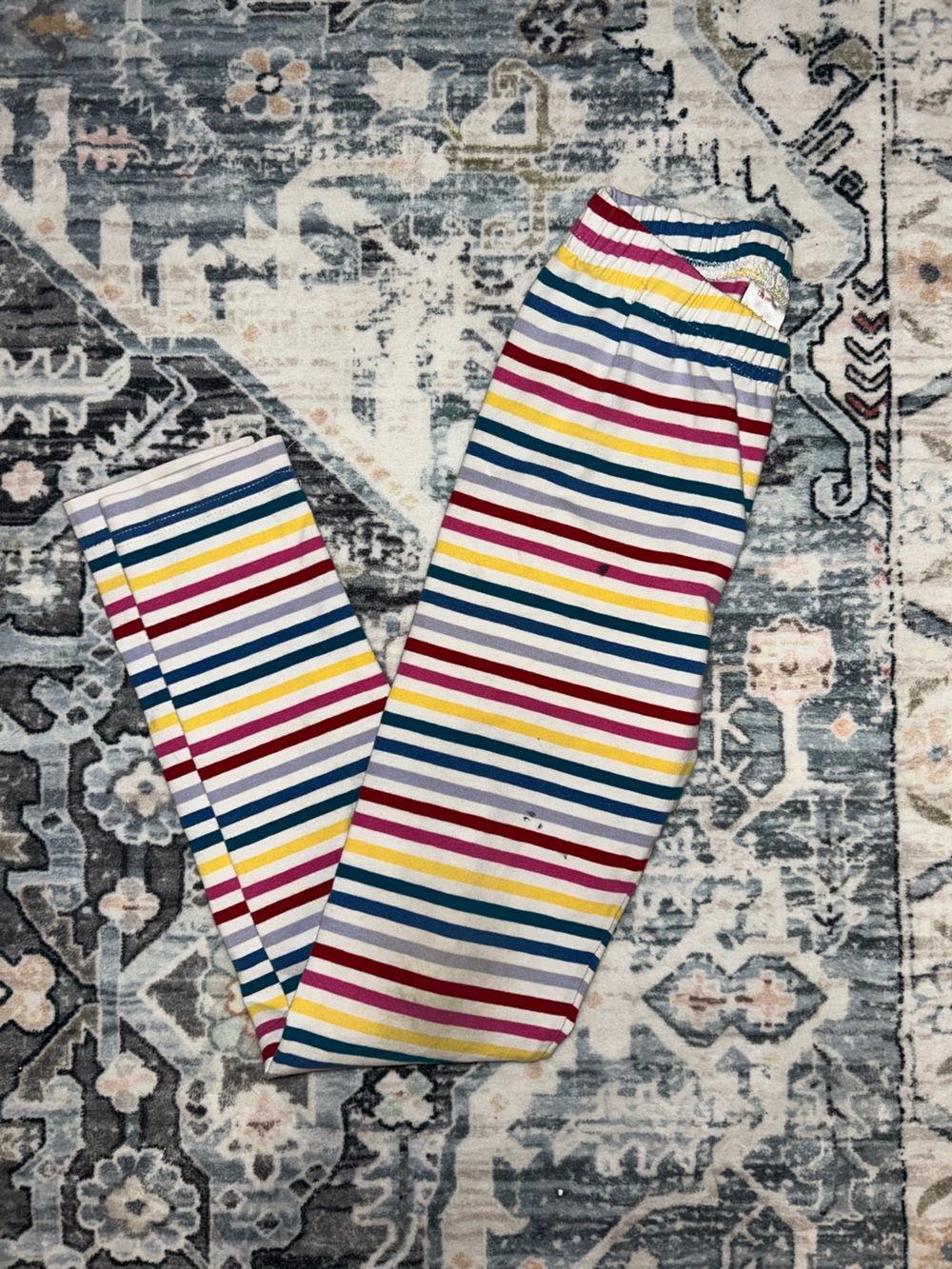 Hanna Andersson Multicolor Striped Leggings - Blue, Yellow, Pink, Red, White